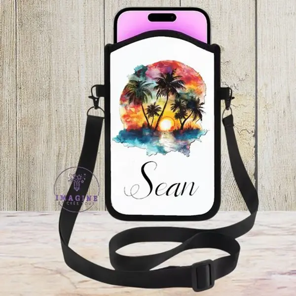 Housse sacoche téléphone portable - sublimation - impression infusible ink - tropical watercolor - illustration - palmiers - cocotiers