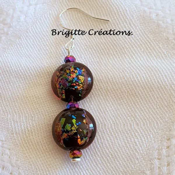 Boucles d'oreilles réalisées en perles de verre artisanales "lampwork".