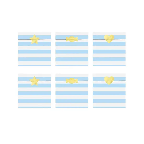 6 Sachets En Papier Rayés Bleu & Blanc - Cadeaux Invités