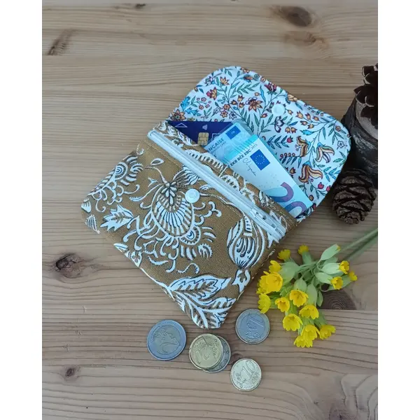 Porte monnaie motif indien moutarde