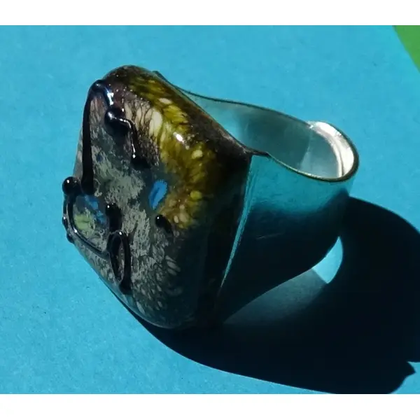Bague, verre filé, lampwork, verre de murano, bag.1660