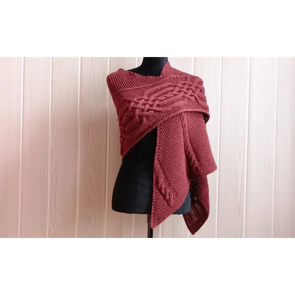 Châle bordeaux en laine mérinos