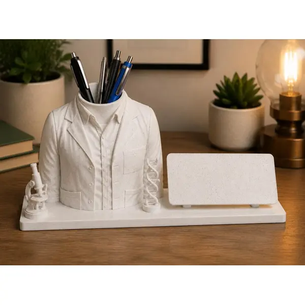Organisateur de bureau scientifique 3d | porte-stylos torsade adn et microscope | idée cadeau pour chercheurs et étudiants