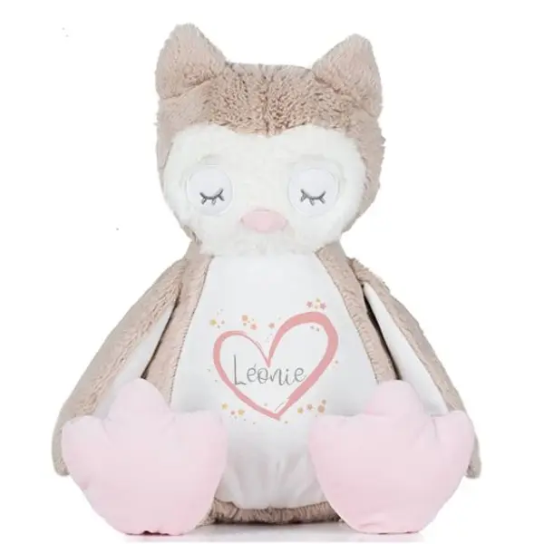 Peluche Chouette personnalisée imprimée Coeur
