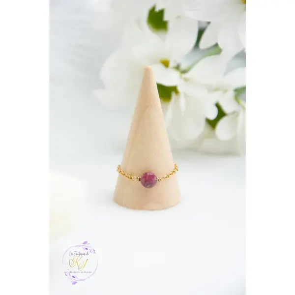 Bague "estera" code : destock50 acier 316l et tourmaline 61 cm bijoux femme assembler mains (a821)