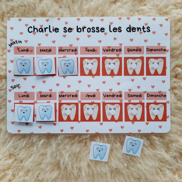 Je me brosse les dents ! tableau de motivation au brossage des dents pour les enfants personnalisable