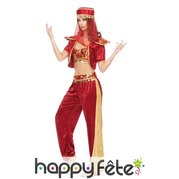 Tenue de danseuse orientale pour femme, rouge