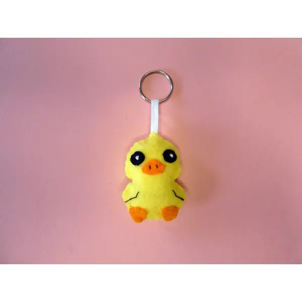 Porte clé canard jaune, breloque de sac kawaii en feutrine