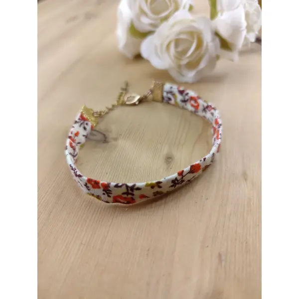 Nœud papillon double adulte/enfant - pochette costume, bts de manchette, bracelet - fleurs liberty orange, - mariage champêtre