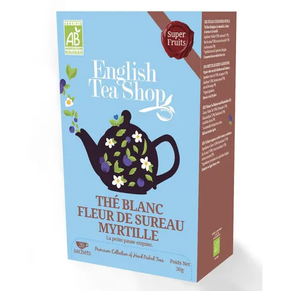 Thé blanc bio à la fleur de sureau et à la myrtille - 20 sachets