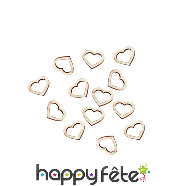 Confettis de table en forme de coeurs en bois, 25
