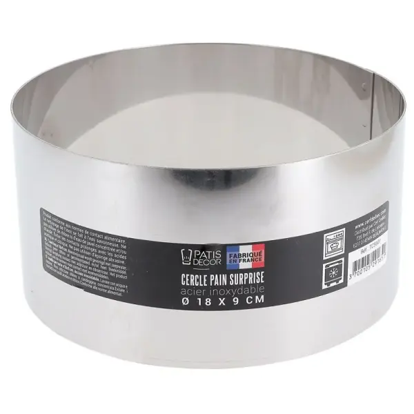 Cercle à pain surprise inox H 9 cm Ø 18 cm