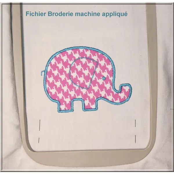 Eléphant en appliqué : fichier broderie machine