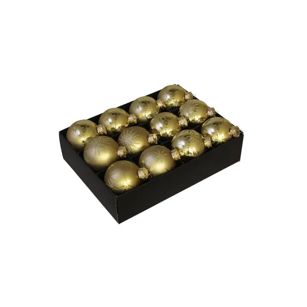 12 Boules de Noël dorées étoilées
