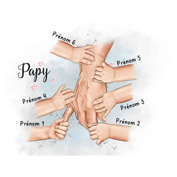 Bouteille isotherme Papy et mains des petits enfants