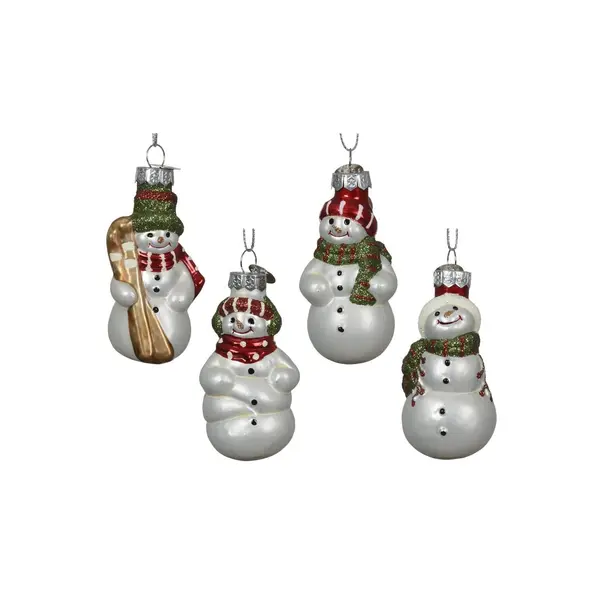 4 Suspensions bonhomme de neige en verre