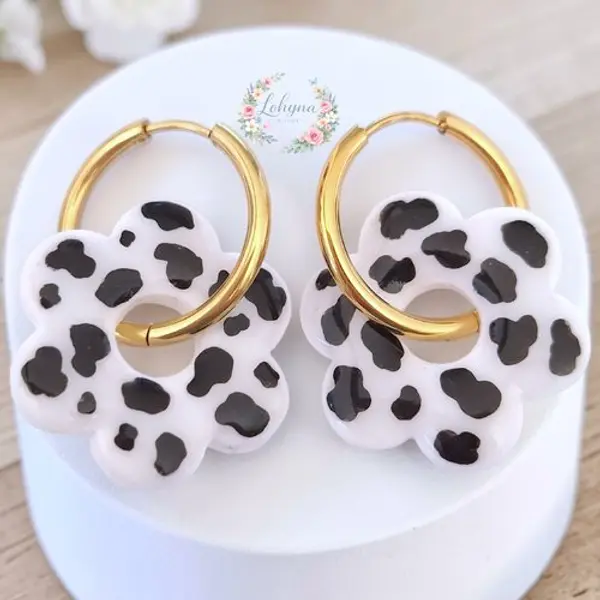 Boucles d'oreilles créoles interchangeables "marguerite"