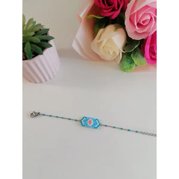Bracelet fin et géométrique "goutte boréale" en perles miyuki