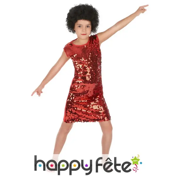Robe disco rouge à paillettes pour enfant