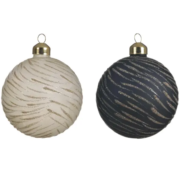 2x3 Boules de Noël noires et blanches