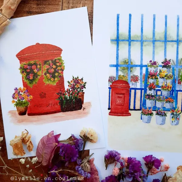 Lot - tirage sur papier texturé 300g, fleuriste ii & post office