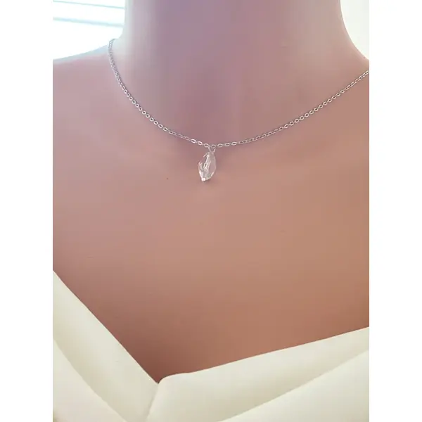 Collier de dos mariage en cristal – bijou dos nu élégant pour mariée- goutte de lumière