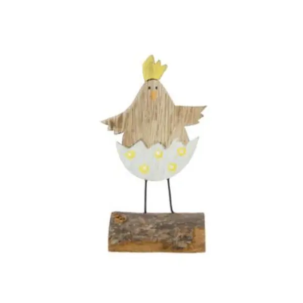 Marque-place – Pâques - Poule en Bois sur Socle - Fleurs