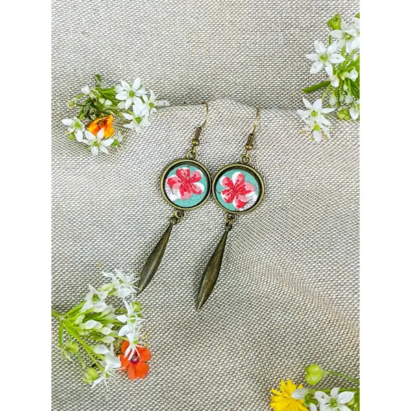 Boucles d'oreilles "tige" en tissu 75mm