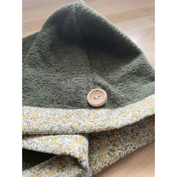 Serviette de tête - serviette turban pour cheveux en éponge coton kaki