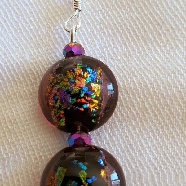 Boucles d'oreilles réalisées en perles de verre artisanales "lampwork".