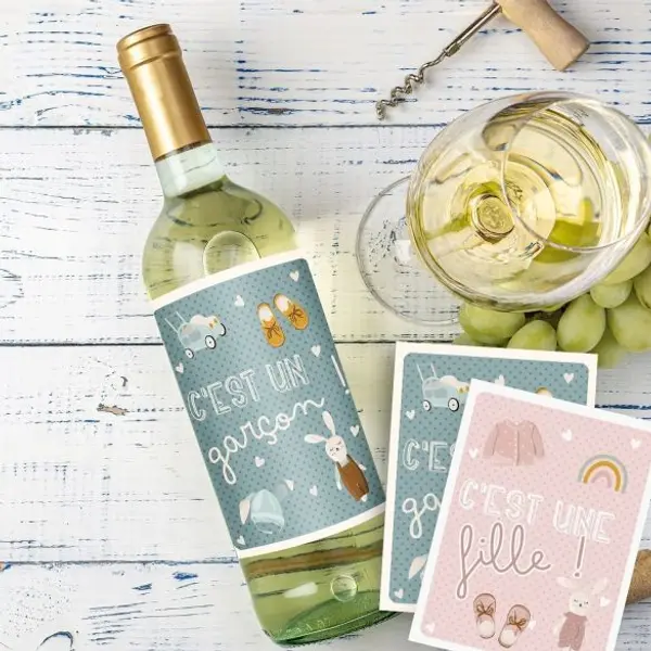 Etiquette bouteille vin Annonce du sexe de bébé !