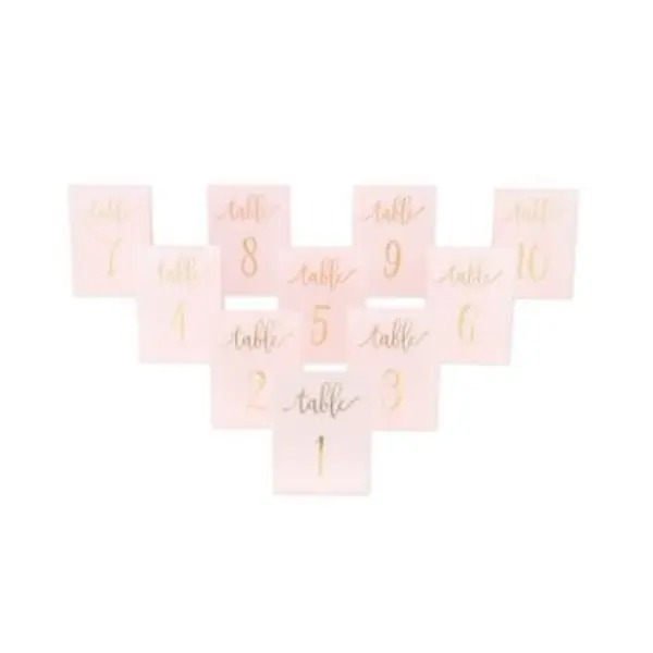 10 Marque-Tables de 1 à 10 - Rose