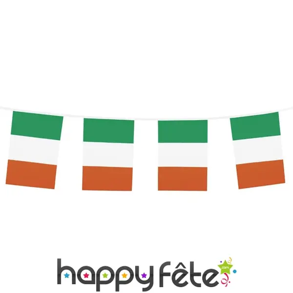 Guirlande de drapeaux Irlandais, 10m