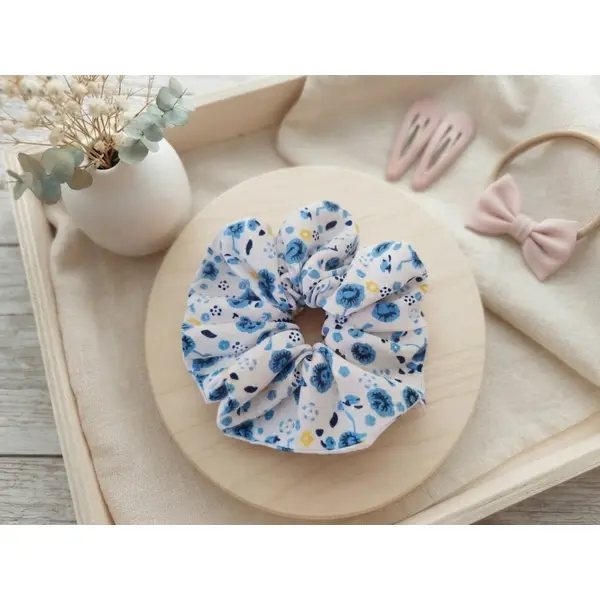 Chouchou fille coton bleu