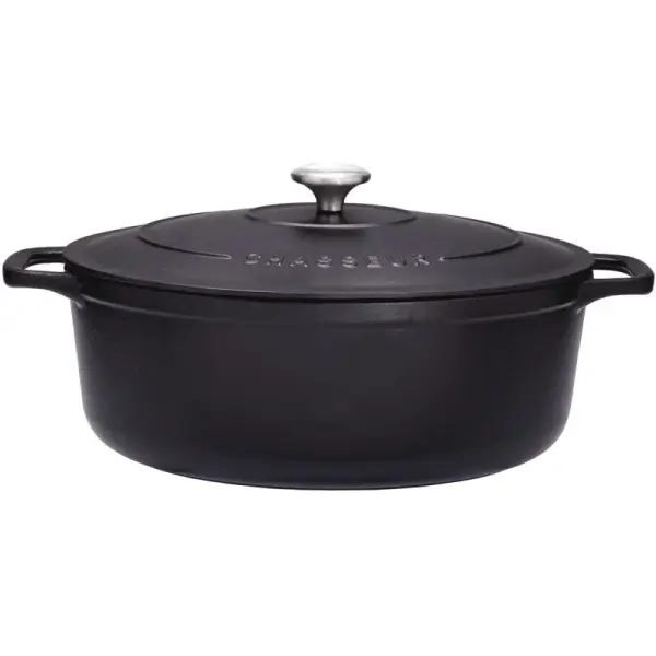 Le Chasseur cocotte ovale avec couvercle noire 17 cm