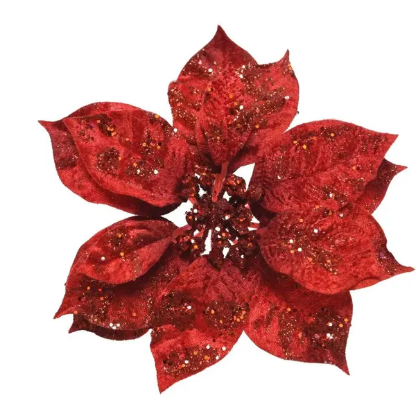 Rose de Noël rouge à clip