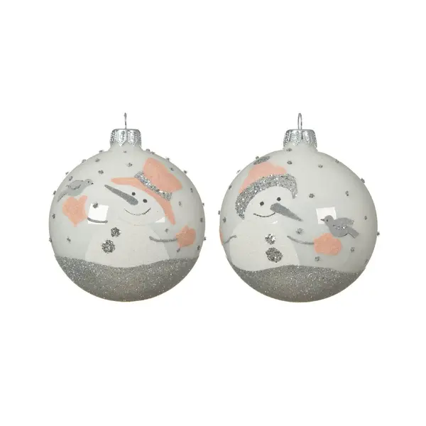 2x3 Boules en verre bonhomme de neige