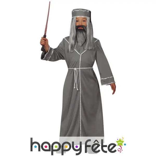 Déguisement de mage gris pour enfant
