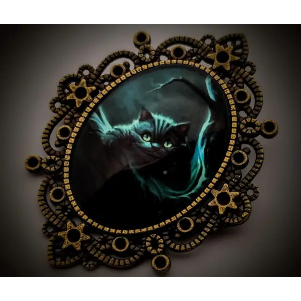 Broche sourire mystérieux du chat du cheshire. bijou symbolique gothique poétique.