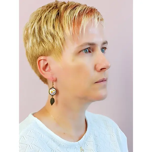 Boucles d'oreilles "feuille" en tissu 60mm