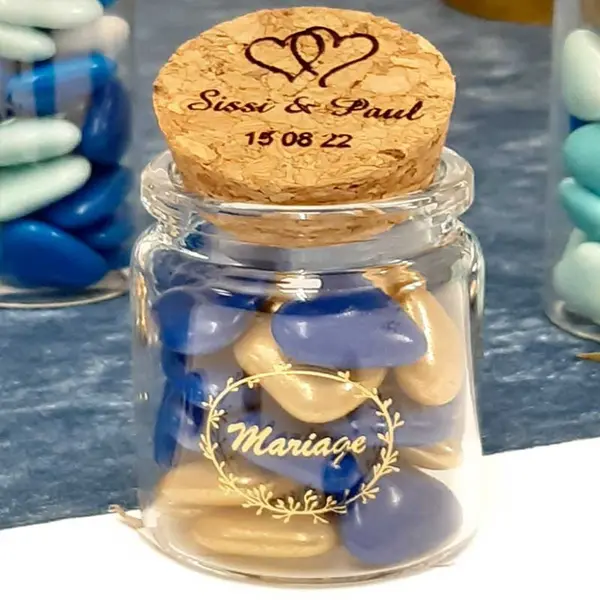 Pot à dragées Mariage avec bouchon personnalisable