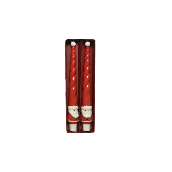 Bougies longues en cire avec motifs père noël