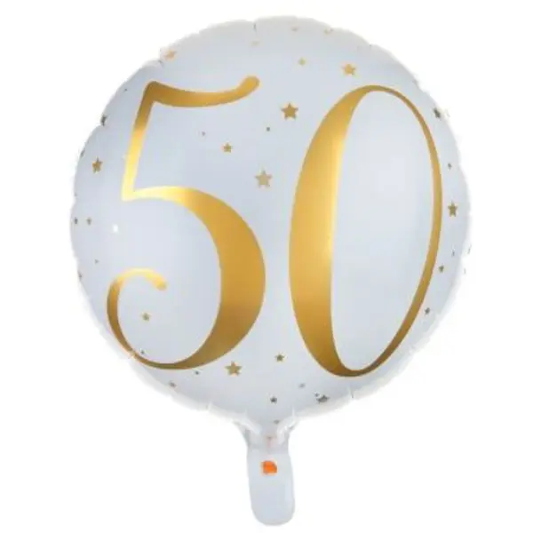 Ballon Anniversaire - Blanc et Or - 50 ans