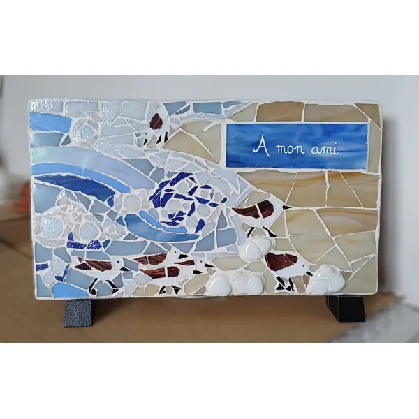 Plaque funéraire en mosaïque personnalisable avec message gravé