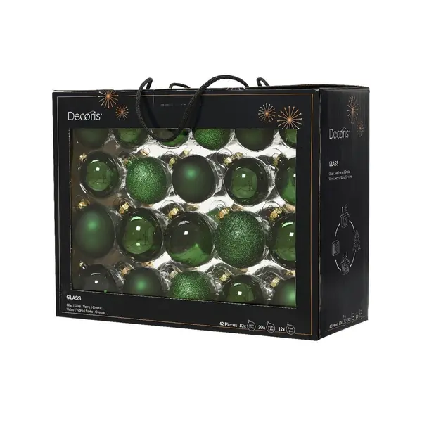 42 Boules de Noël classiques vert pin