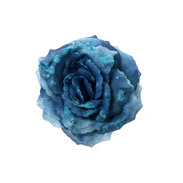 Rose Bleue paillettes perles sur clip