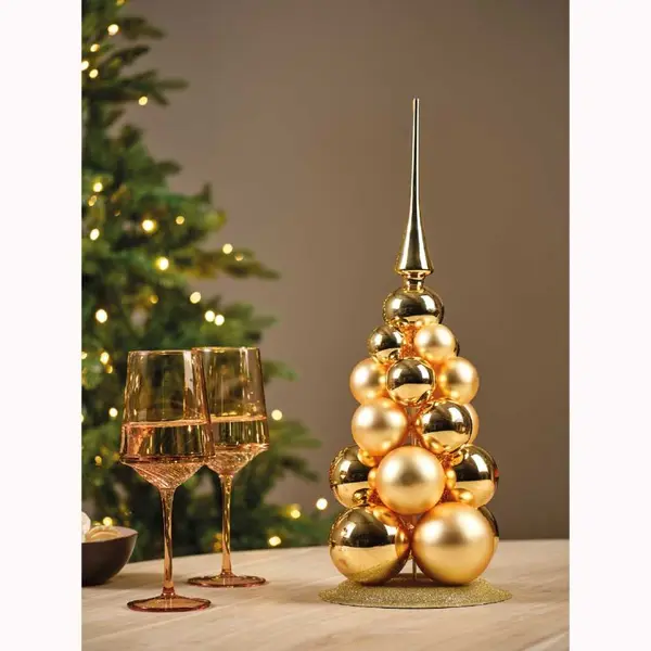Pyramide de boules de Noël or