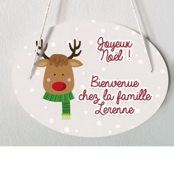 Plaque de porte personnalisable Spécial Noël - Renne