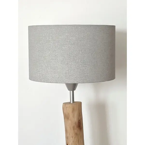 Abat-jour gris clair effet textile – luminaire déco intérieure scandinave, contemporain, minimaliste et cocooning – lampe de chevet