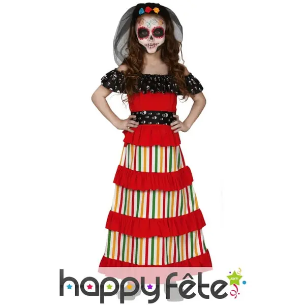 Longue robe Dia de los muertos pour enfant